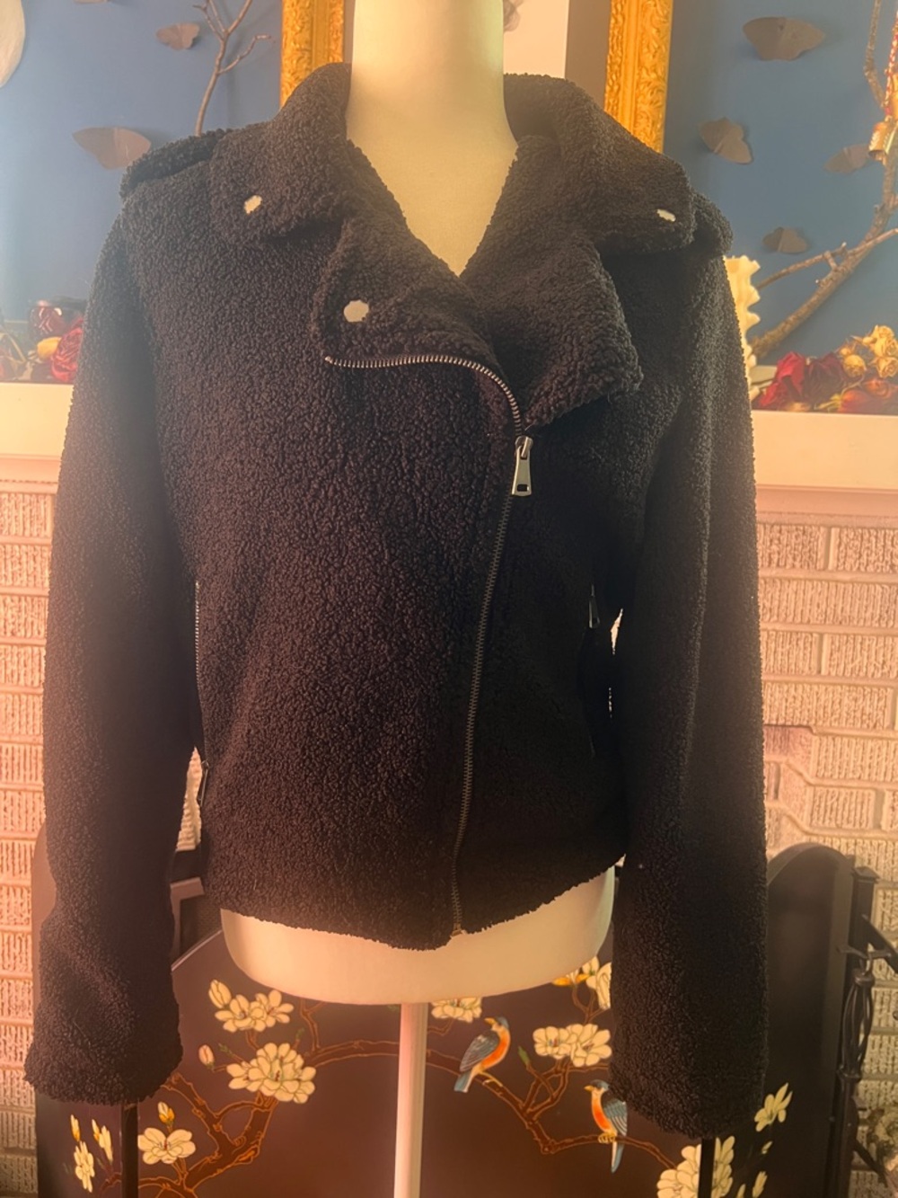 Max Studio Black Sherpa Moto Jacket